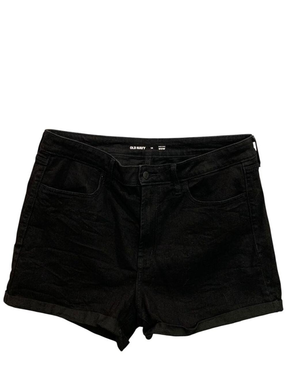 Size 14 Old Navy Womens Black Jean Shorts High-Rise Wow Denim